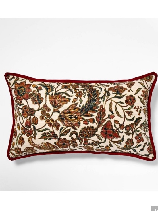 Arboretum Floral Pillow Cover Studio McGee Jacobean Floral Lumbar Pillow - Red, Cream, Brown, Green